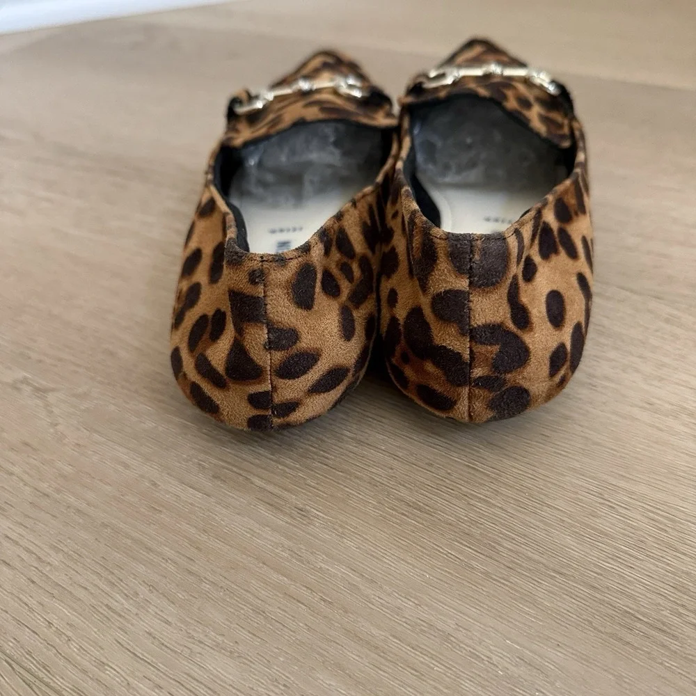 Anne Klein iflex Akoverbook Loafers Black Brown Leopard Print Pointed Toe Size 8